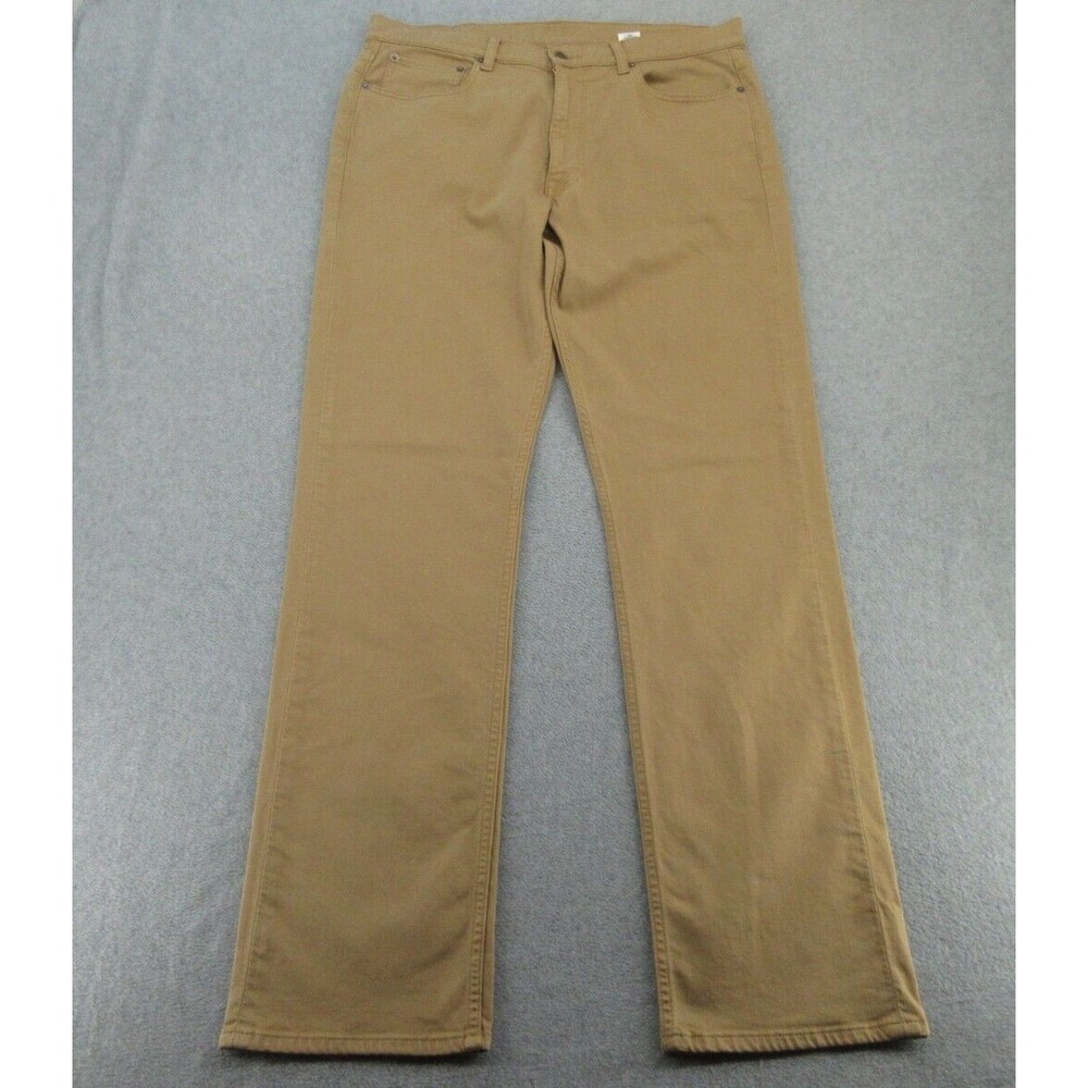 Cremieux Mens Pants Straight Fit Tan Khaki Stretch Promodal Rayon 36x34
